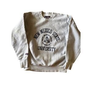 Vtg New Mexico State University Jansport L Reverse Weave Heather Gray Crewneck